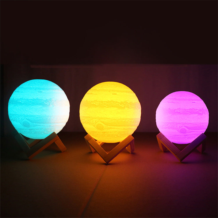 Selene – 3D-printed Moon Lamp with Wooden Stand