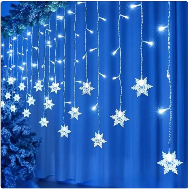 Frost – LED-Ljusridå med Snöflingor (Jul- & Festdekoration)