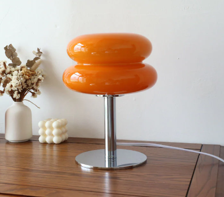 Erna – Modern "Macaron" Bordslampa i Glas & Krom