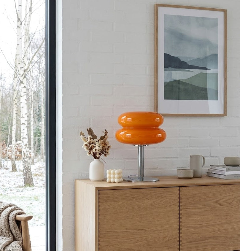 Erna – Modern "Macaron" Bordslampa i Glas & Krom