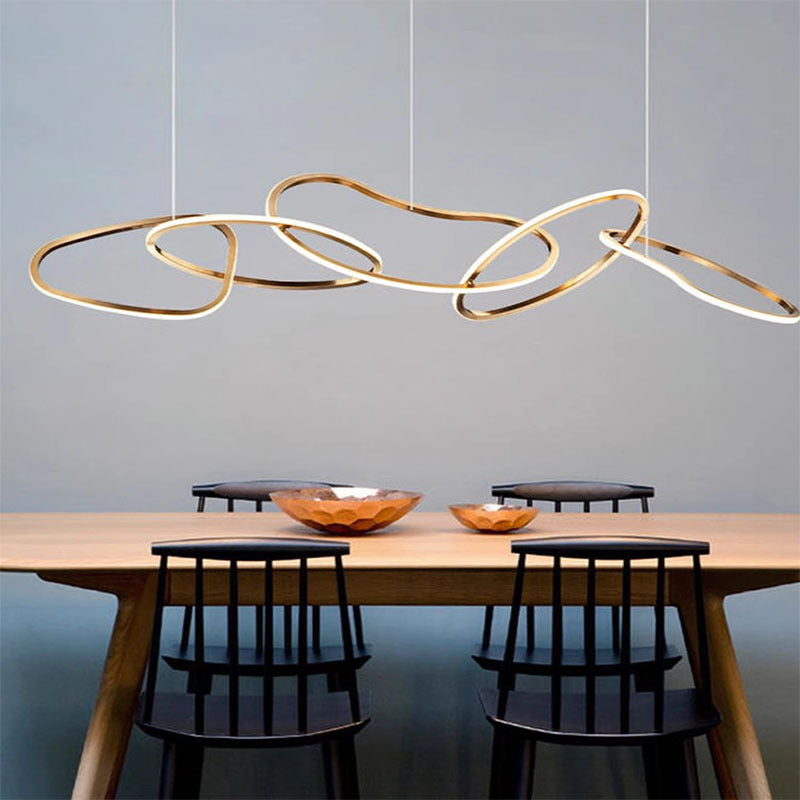 Dubai – Skulptural LED-pendellampa i Guld & Rostfritt Stål