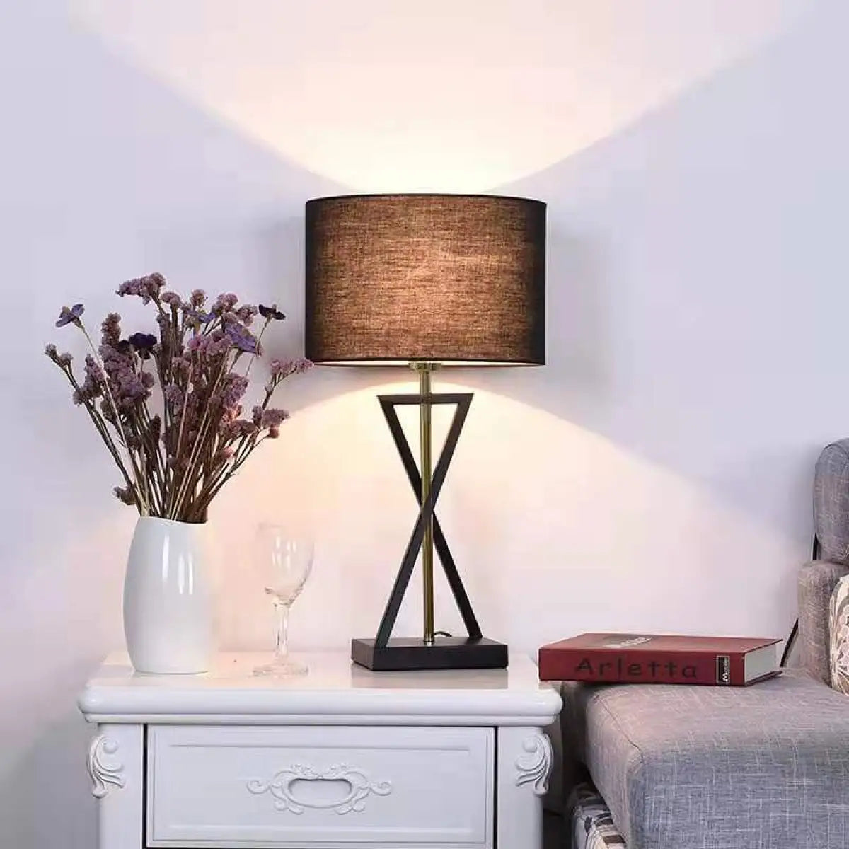 Cross – Elegant LED floor lamp with Cross Frame & Fabric Shade