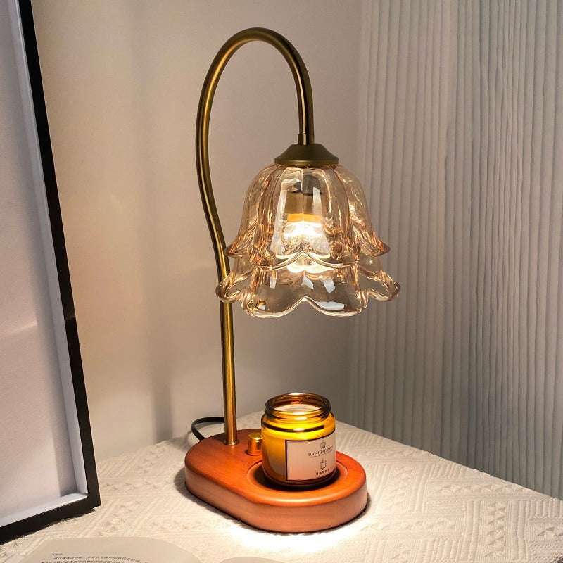 Flora – Elegant doftlampesvärmare i glas och valnöt