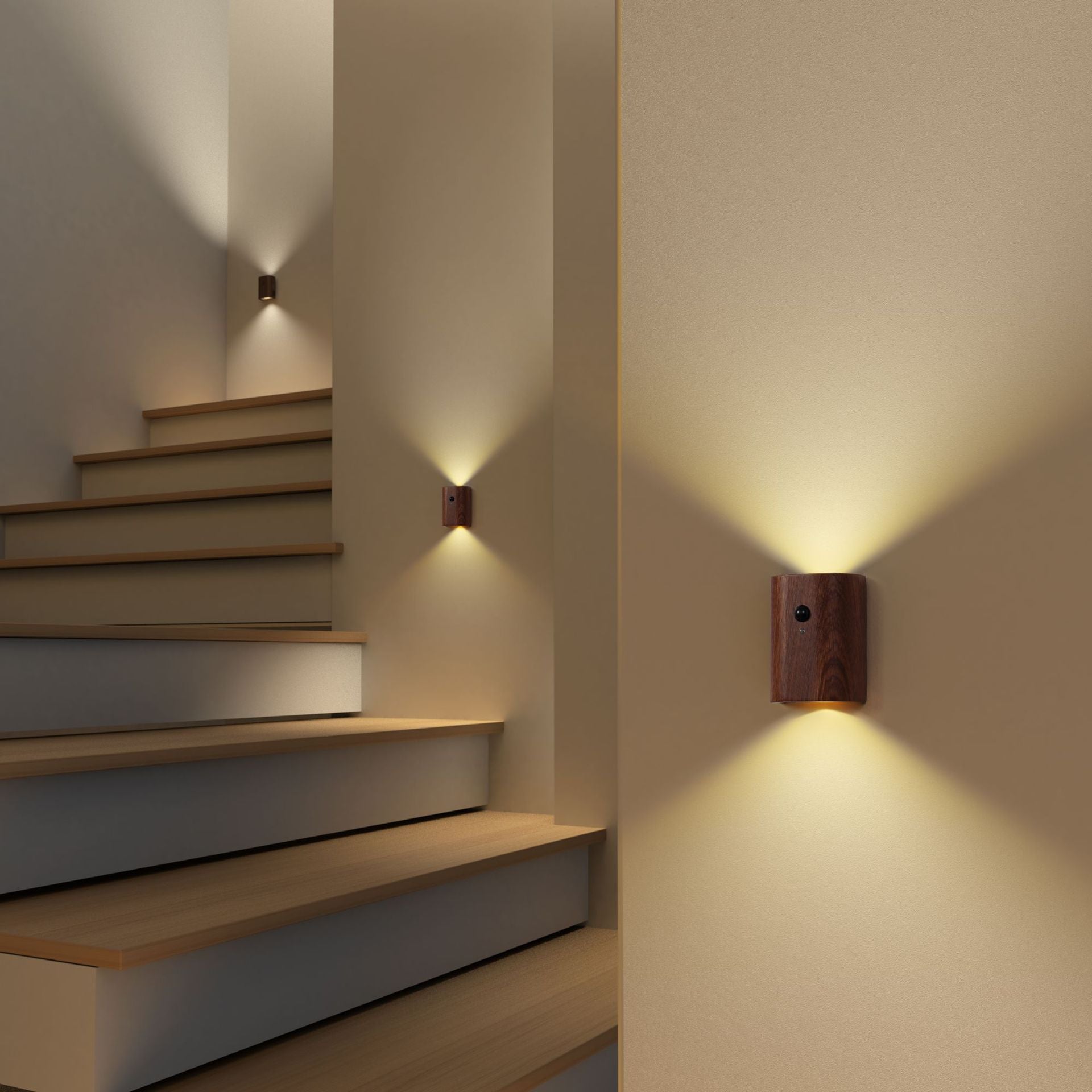 Umeå – Smart vägglampa med träfinish och rörelsesensor