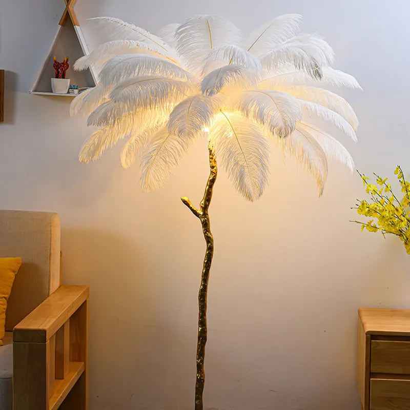 Ostrich – Luxury Floor Lamp with Feather Shade & Copper Finish