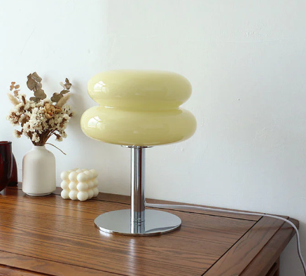 Erna – Modern "Macaron" Bordslampa i Glas & Krom