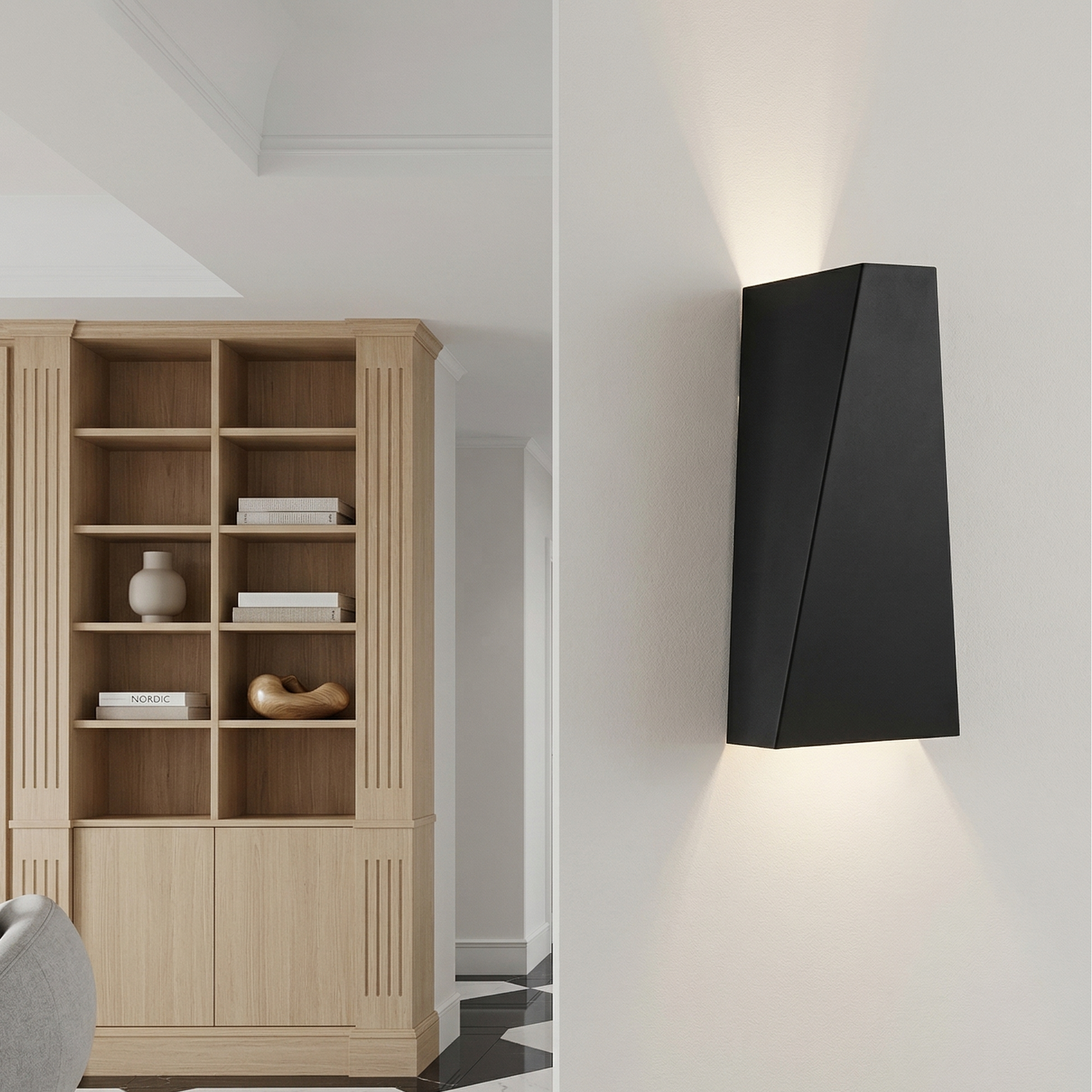 Focus – Geometrisk LED-vägglampa i Svart Metall