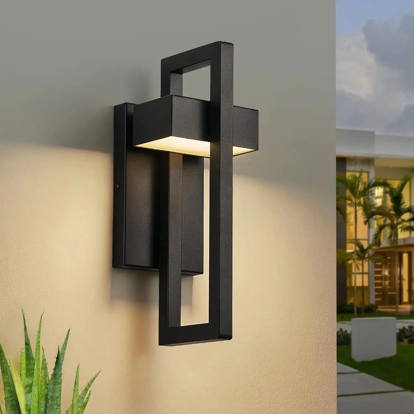 Frame – modern geometric outdoor wall light in stainless steel
