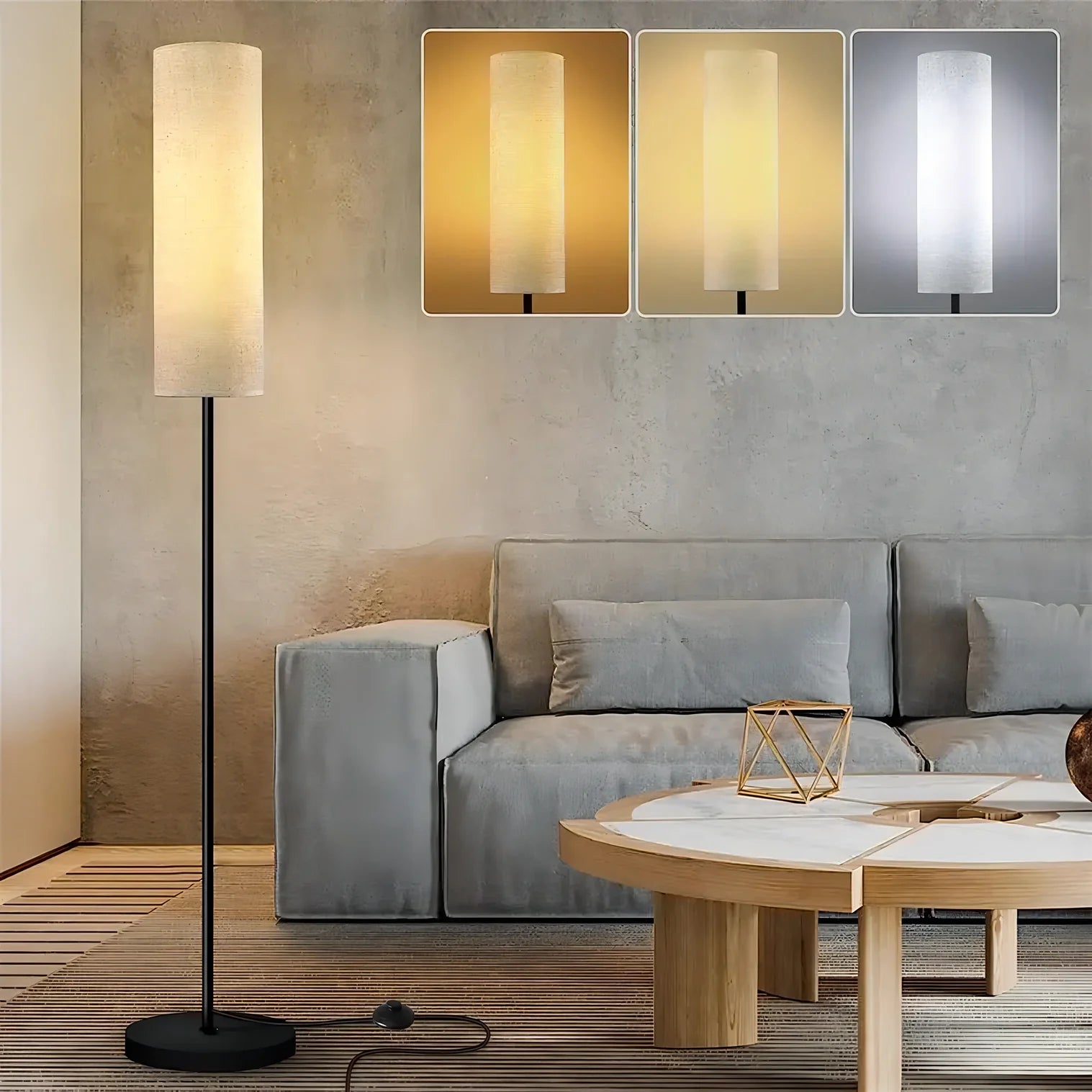 Linné – Nordisk LED-golvlampa med Cylindrisk Linneskärm