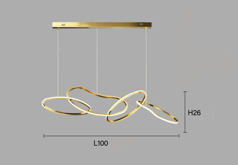 Dubai – Skulptural LED-pendellampa i Guld & Rostfritt Stål