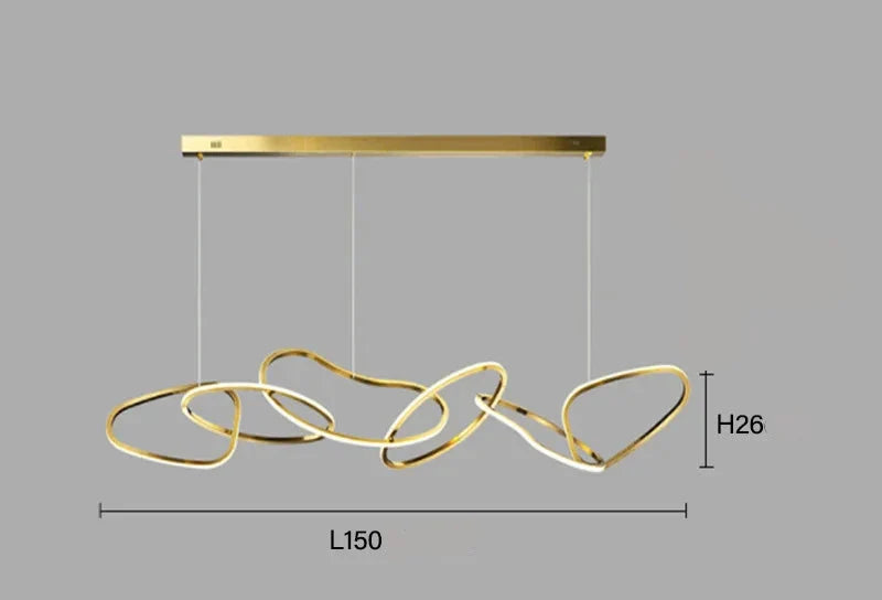 Dubai – Skulptural LED-pendellampa i Guld & Rostfritt Stål