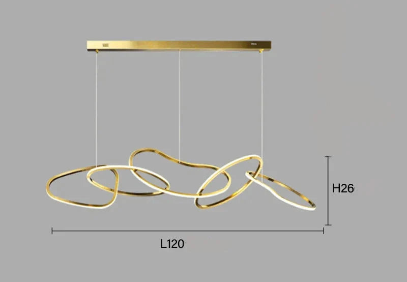 Dubai – Skulptural LED-pendellampa i Guld & Rostfritt Stål